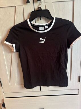 Puma Black Tee with White Trim and Logo
